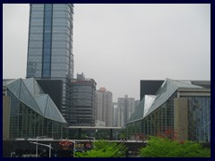 The Shenzhen Library and Concert Hall are twin buildings in Shenzhen Cultural Center, next to the Citizens Center. It was opened in 2007 and was designed by the Japanese architect  Arata Isozaki.